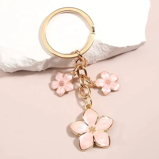 Pink Sakura Flowers Keychain