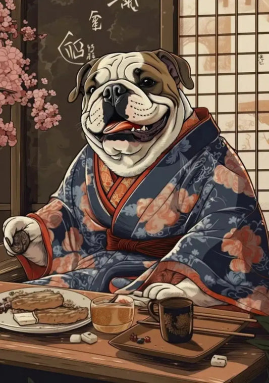 Bulldog Kimono Poster
