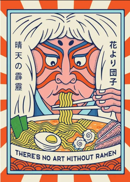 Ramen Eating Ukiyo-e Pop Poster