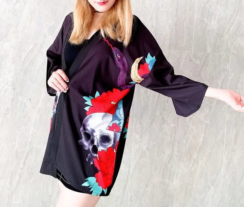 Geisha Skulls Women’s Kimono Jacket